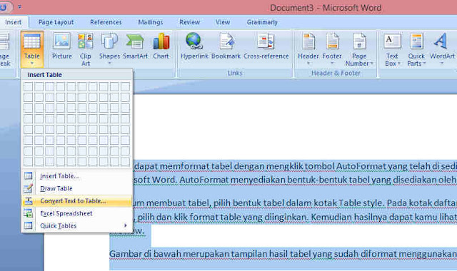 Cara Membuat Tabel di Microsoft Word Cara Membuat Tabel di Microsoft Word