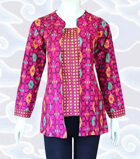 Model baju batik modern warna pink untuk kerja Model baju batik modern warna pink untuk kerja