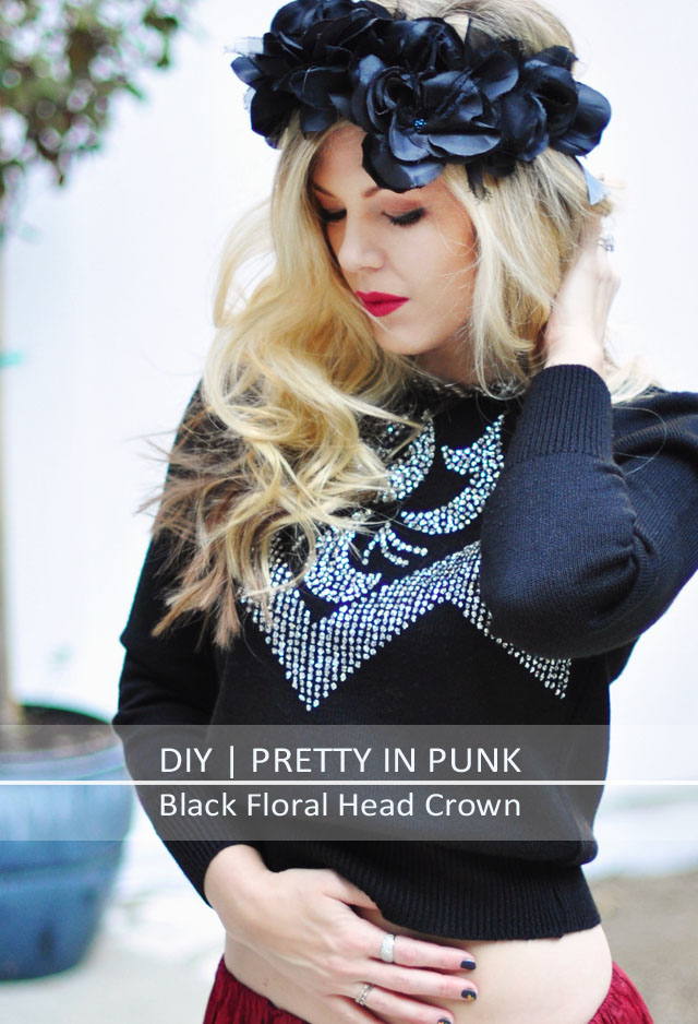 Pretty in Punk, DIY Black Flower Head Crown