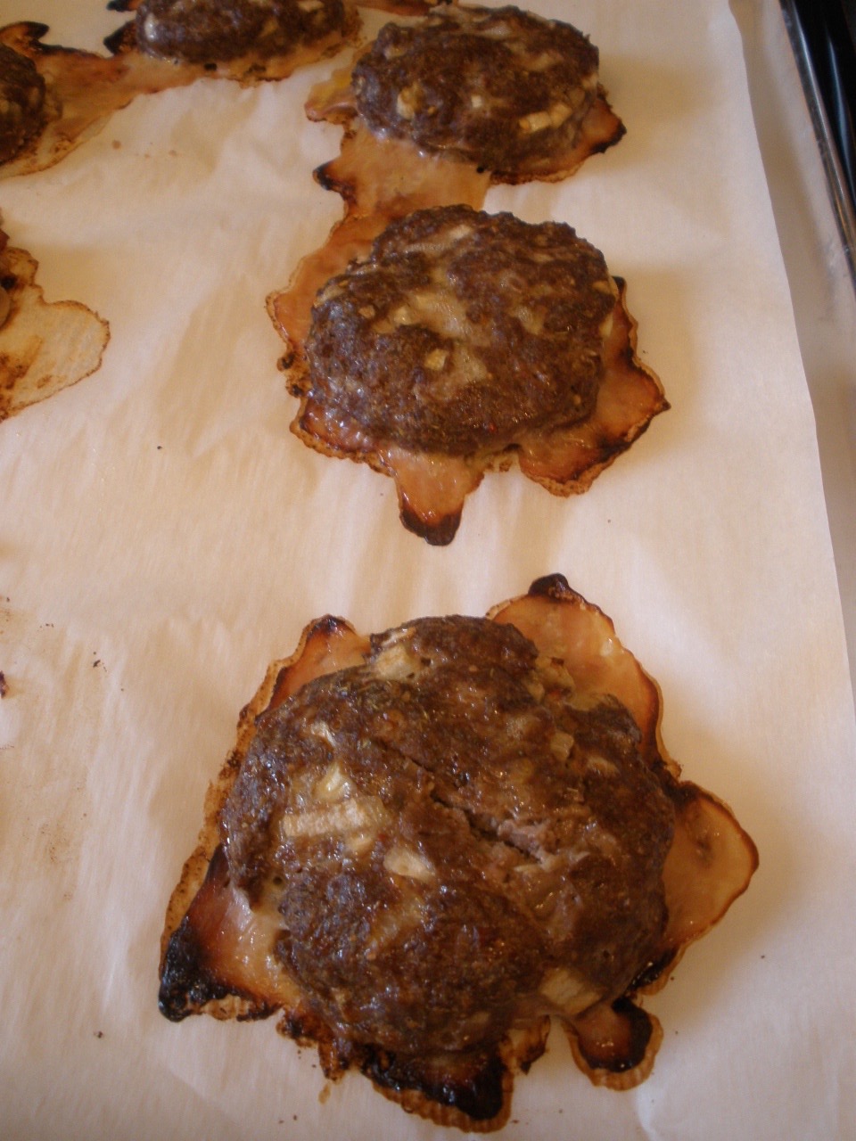 the half cut cook Oven Roasted Burger Patties