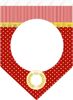 Banderines de Corona Dorada en Rojo para imprimir gratis.