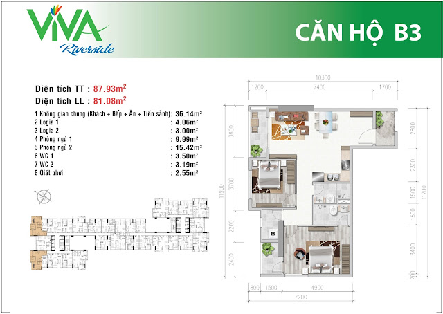 Mặt bằng chi tiết căn hộ Viva Riverside - B3 Mặt bằng chi tiết căn hộ Viva Riverside - B3