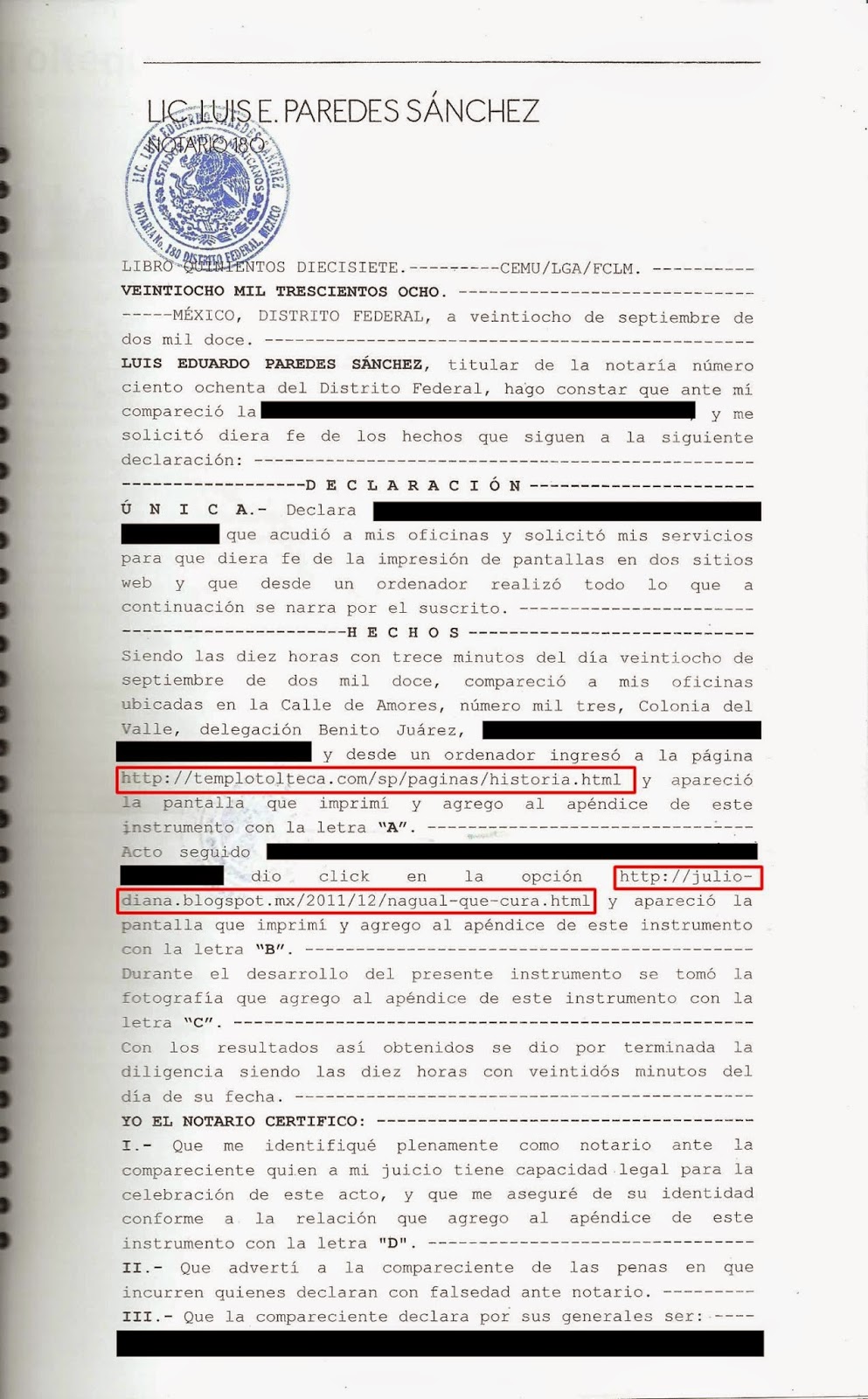 Fe De Hechos Ejemplo