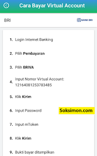 Cara bayar virtual account Payfazz via internet banking BRI Cara bayar virtual account Payfazz via internet banking BRI