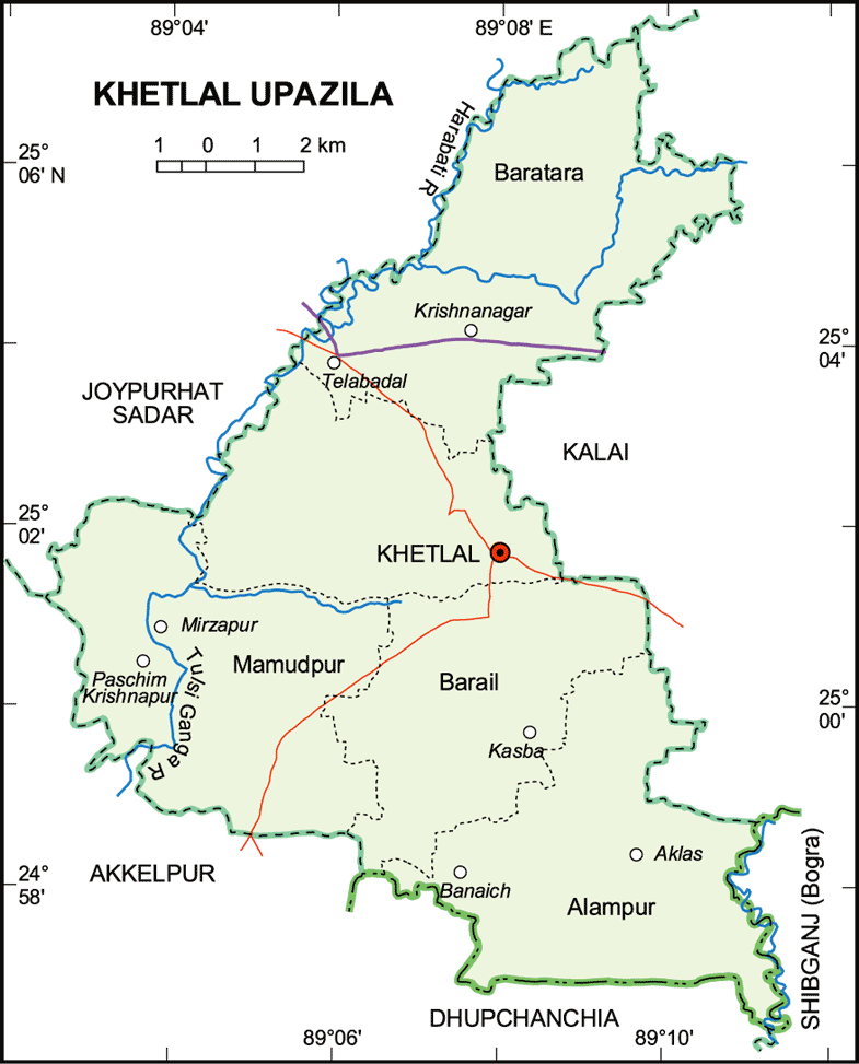 Khetlal Upazila Map Joypurhat District Bangladesh