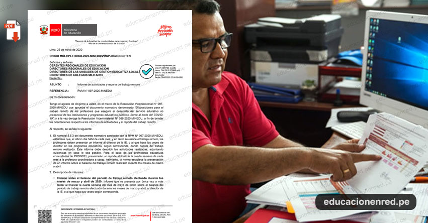 MINEDU: Descargar Modelo para el Informe del Trabajo Remoto y aspectos importantes que deben incluir (.PDF) MINEDU: Descargar Modelo para el Informe del Trabajo Remoto y aspectos importantes que deben incluir (.PDF)