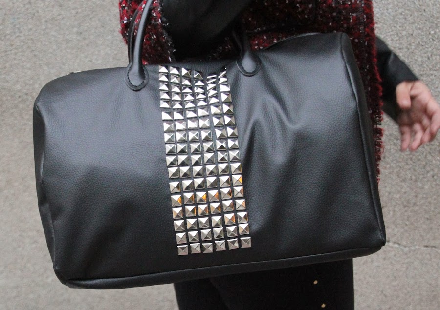 DIY Cómo hacer maxi bolso de cuero y tachuelas