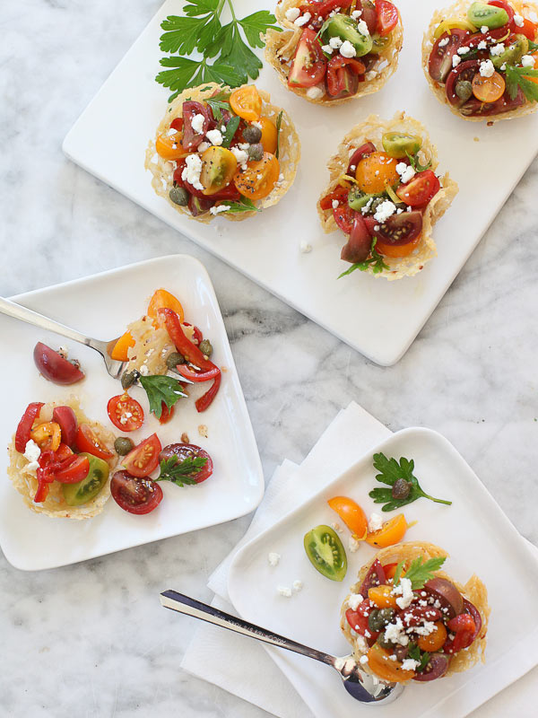 Heirloom Tomato Caprese Frico Cups Heirloom Tomato Caprese Frico Cups