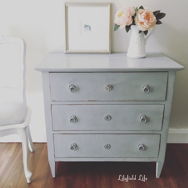 Lilyfield Life Four sets of drawers three different grey painted finishes.
