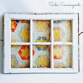 Sadie Seasongoods vintage quilt in a salvaged window