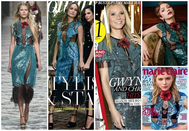 Gucci 2016 SS Green Paper Doll Dress 6 Looks Oscar Best Actresses Love Gucci Dress 2016 SS