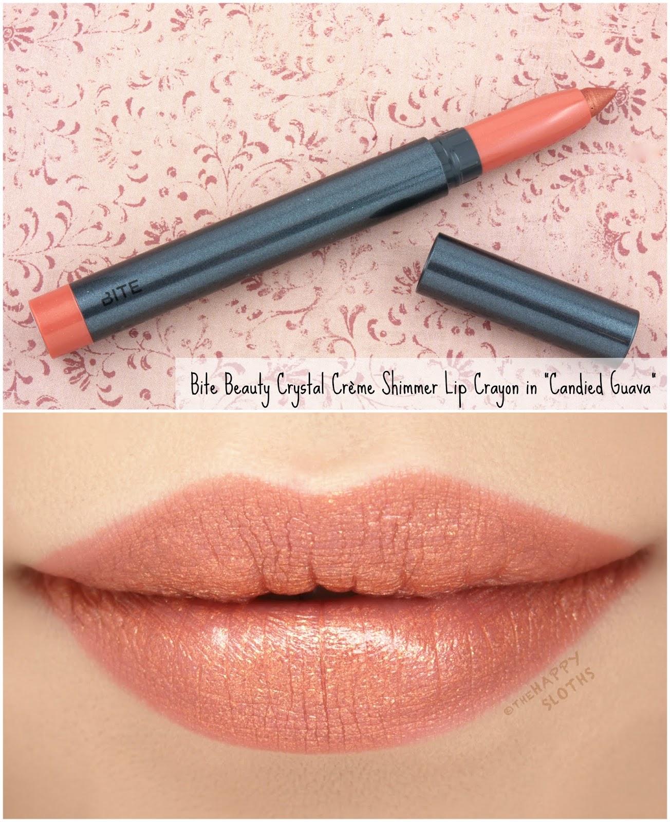 Bite Beauty | Crystal Crème Shimmer Lip Crayon in "Candied Guava": Review and Swatches