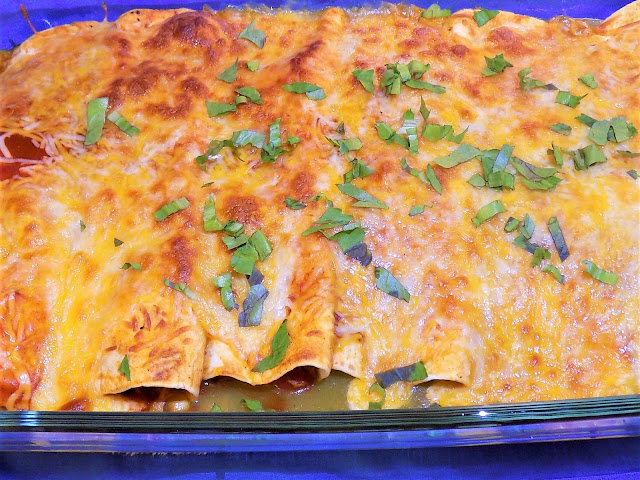 a picture of homemade chicken enchiladas