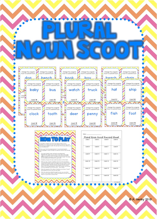 Plural Nouns Scoot and UPDATED Beach Bash! Hippo Hooray for Second Grade!