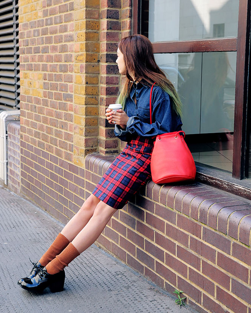 [Stylenanda] Red Check Pencil Skirt | KSTYLICK - Latest Korean Fashion ...