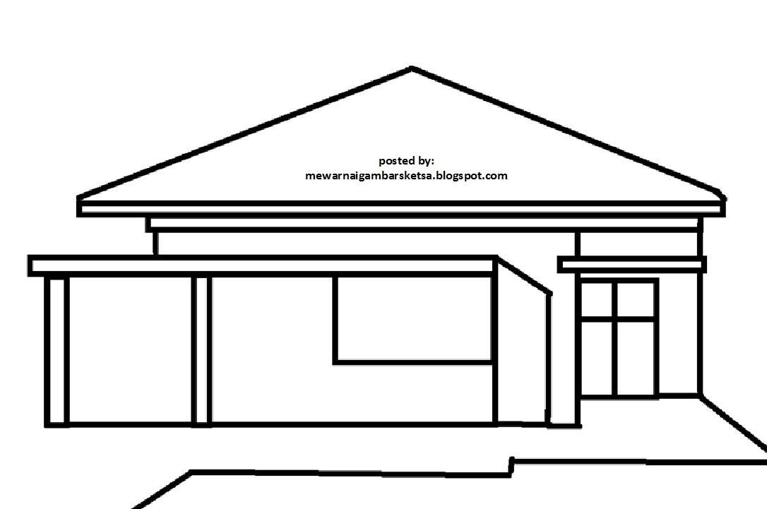 Mewarnai Gambar: Mewarnai Gambar Sketsa Rumah 3