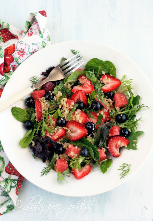 Summer quinoa salad with strawberries and mint