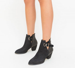 Botine Jamil Negre elegante cu insertii aurii Botine Jamil Negre elegante cu insertii aurii