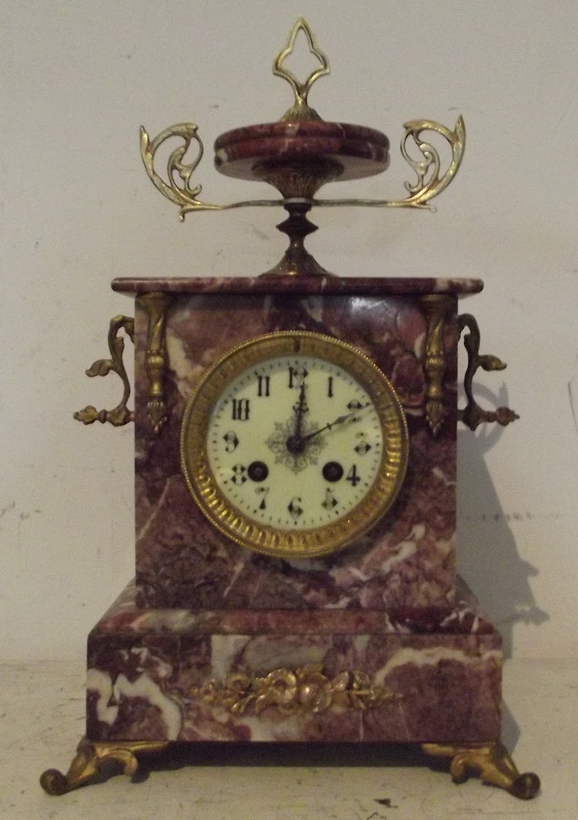 antique french mantel clock napoléon III pink marble 1889 pari bronze