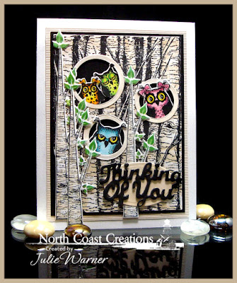 North Coast Creations Stamp set: Who Love You?, North Coast Creations Custom Dies: Owl Family, Thinking of You, Our Daily Bread Designs Custom Dies: Ovals, Our Daily Bread Stamp set: Birch Tree Background