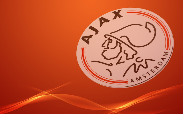 Ajax logo met oranje achtergrond
