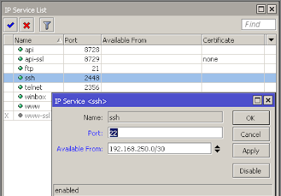 Mengenal Service Pada Mikrotik Menentukan available from
