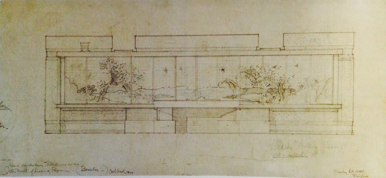 The Timetaler June 2017 Frank Lloyd Wright 1867 1959 Dining Room Wall Elevation Showing Placement Of A Pair Anese Screens 1906 Graphite And Colored Pencil On