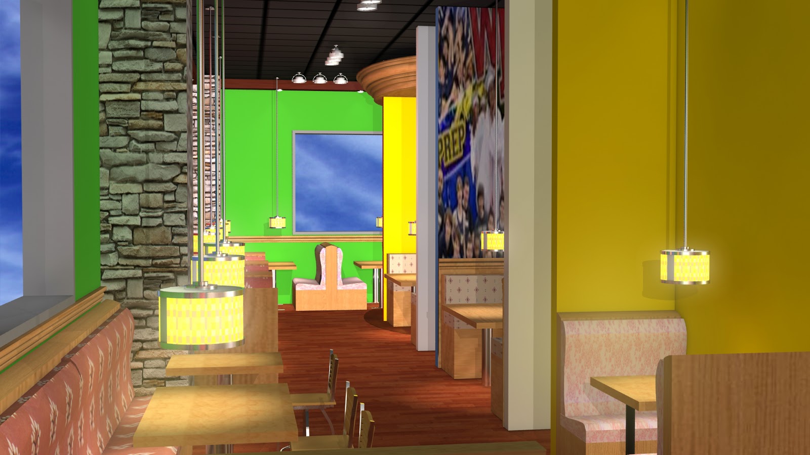 Sajid designer: 3d interior design applebees qatar