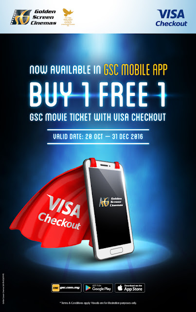 GSC Movie Ticket Buy 1 Free 1 Visa Checkout Promo