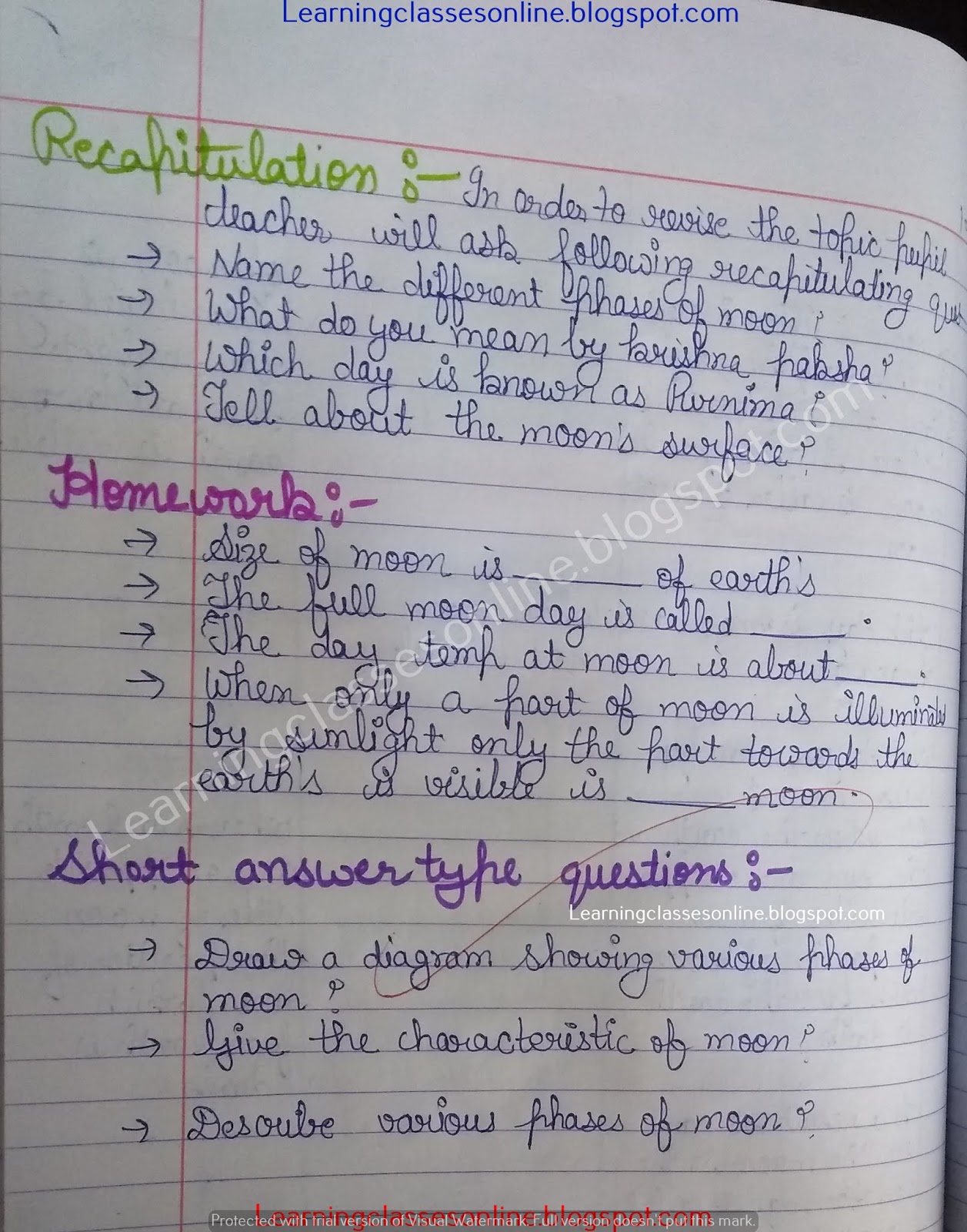 Science Lesson Plan on Moon and its Phases Science Lesson Plan on Moon and its Phases