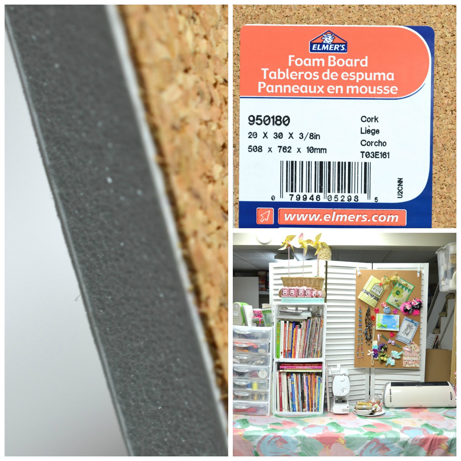 Sewing and Crafting with Sarah Elmer's Cork Foam Board for Craft Room