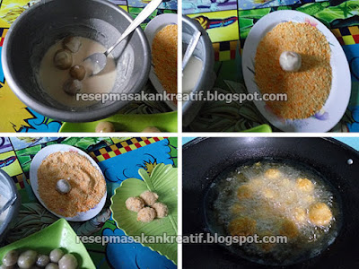 Resep cilok goreng crispy merupakan variasi cara menciptakan cilok isi yang kemudian digoreng  Resep Cilok Goreng Crispy Isi Telur Puyuh dan Sosis