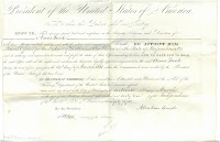 Amos Tuck's naval commission signed by Abraham Lincoln and Salmon Chase