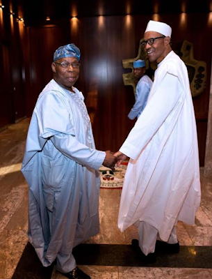 2 Photos: Former President Obasanjo visits President Buhari at the state house