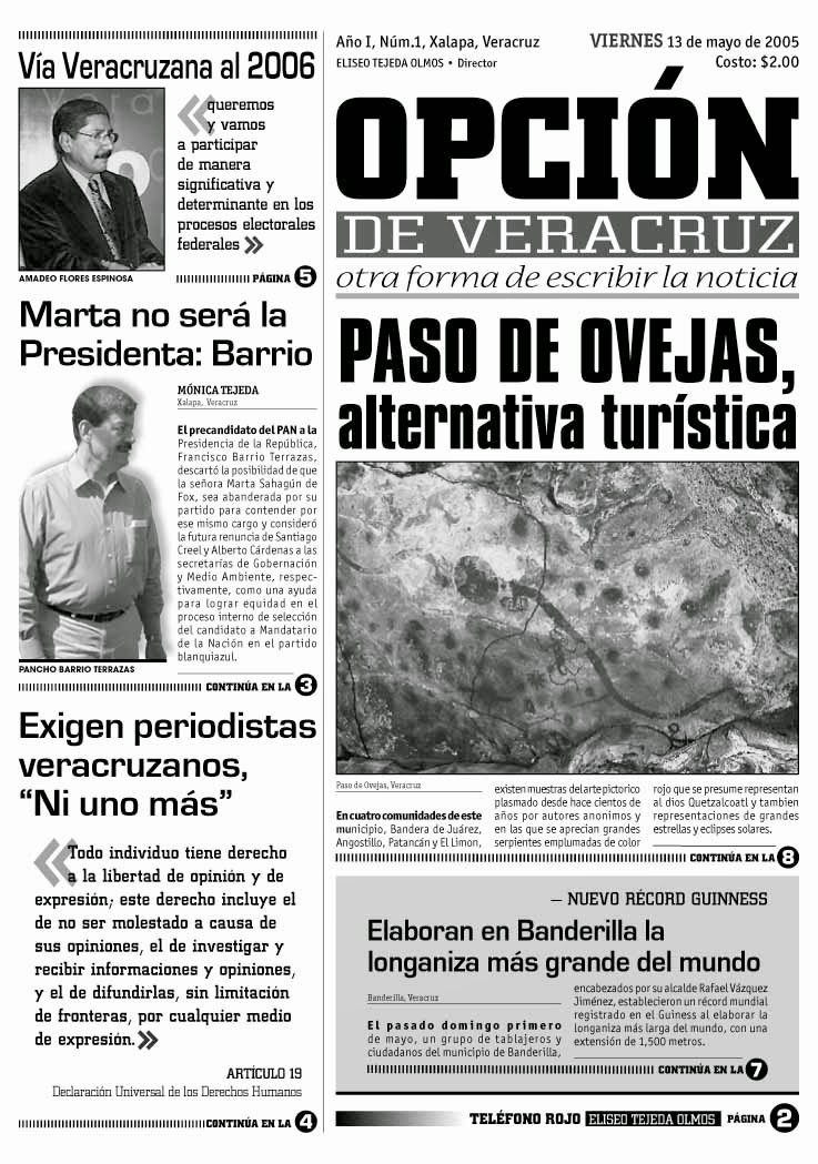 Edición impresa número 1 de Opción de Veracruz