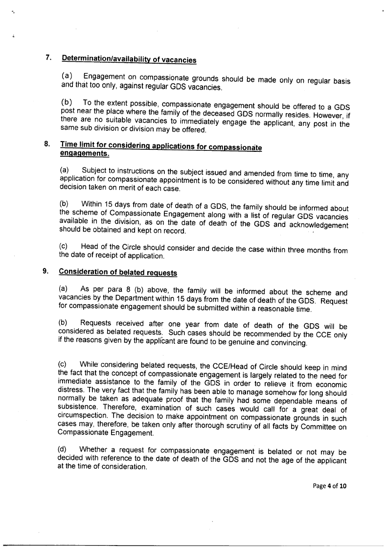 GDS Pay Commission: GDS revised compassionate appointment guidelines GDS Pay Commission: GDS revised compassionate appointment guidelines