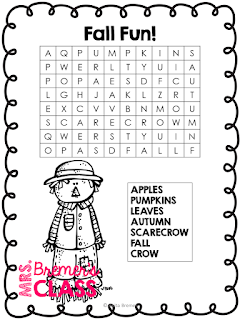 Fall Fun activity pack for Kindergarten and First Grade