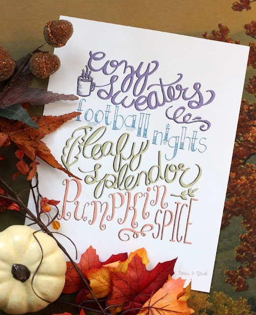 PitterAndGlink: Make Easy Hand Lettered Fall Wall Art with Free Cut File