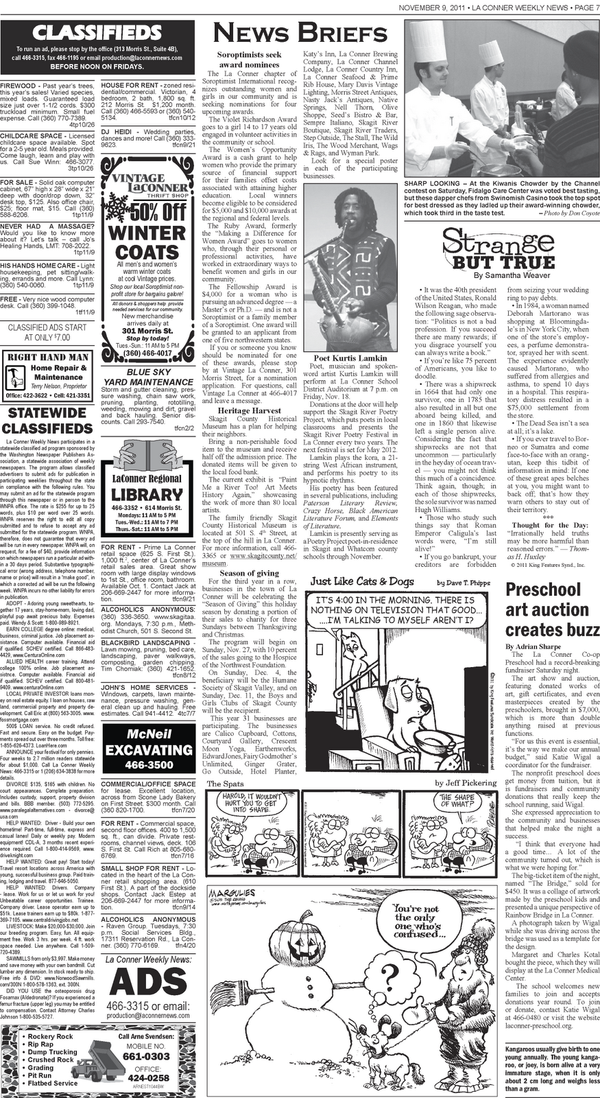 La Conner Weekly News Classified Ads