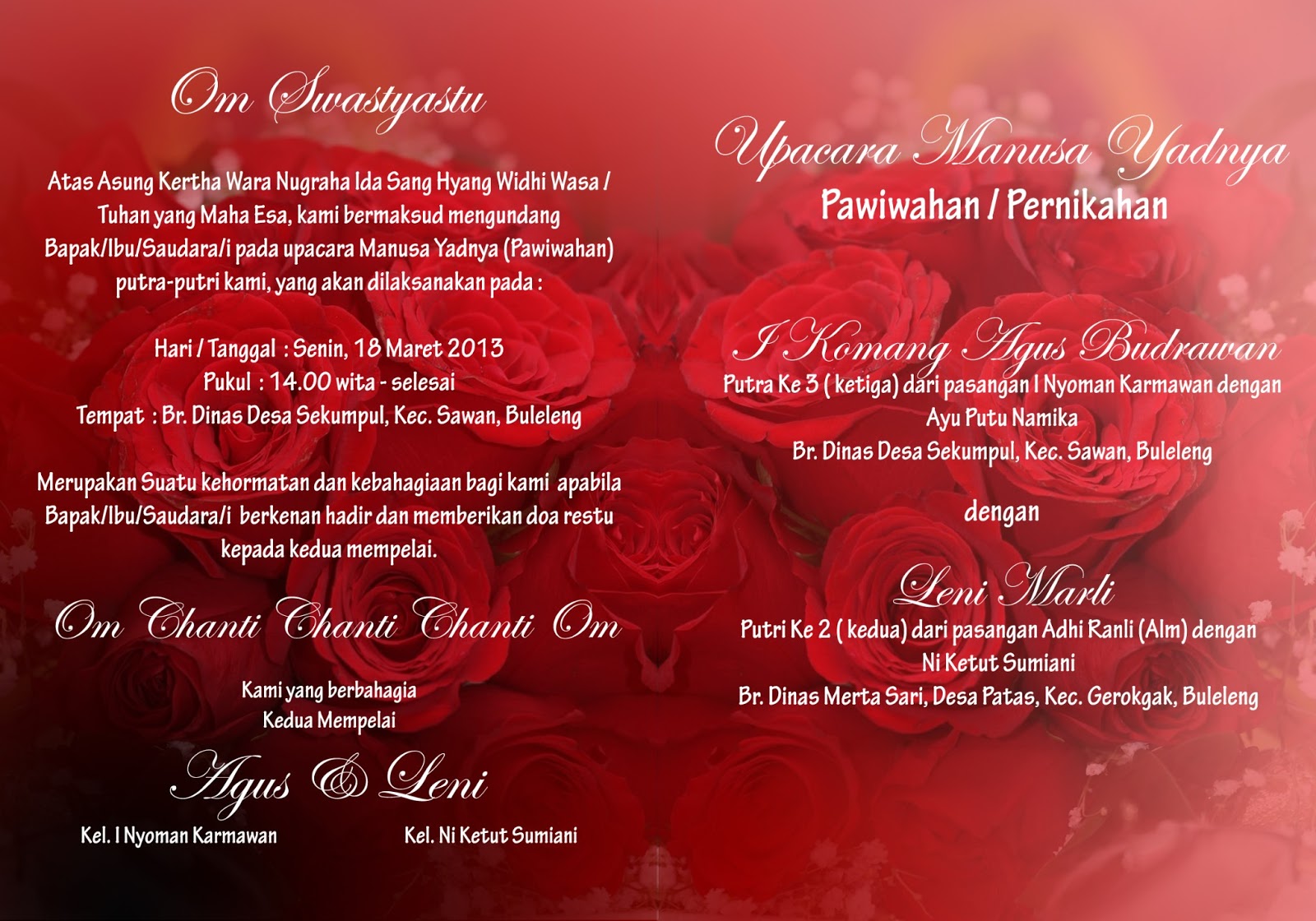 Contoh Undangan Pernikahan Hindu Bali Contoh Dyn