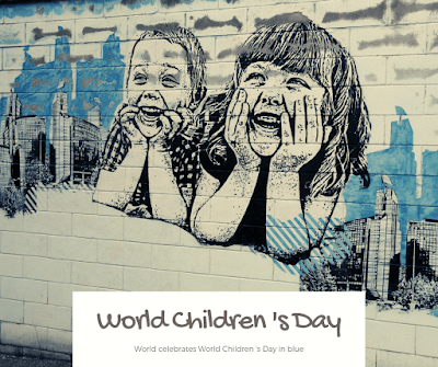 العالم يحتفل بيوم الطفل العالمي باللون الازرق