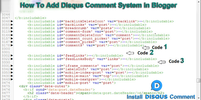 Lokasi penempatan kode disqus comment di template blogger Cara Install Disqus Comment