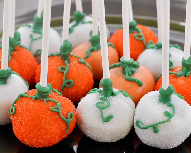 Beki Cook's Cake Blog White and Glittery Pumpkin Cake Pops
