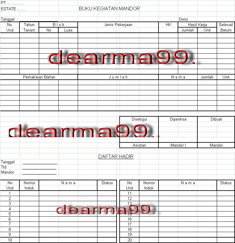 Mengenal Buku Kegiatan Mandor Di Perkebunan Kelapa Sawit Mandor Kebun