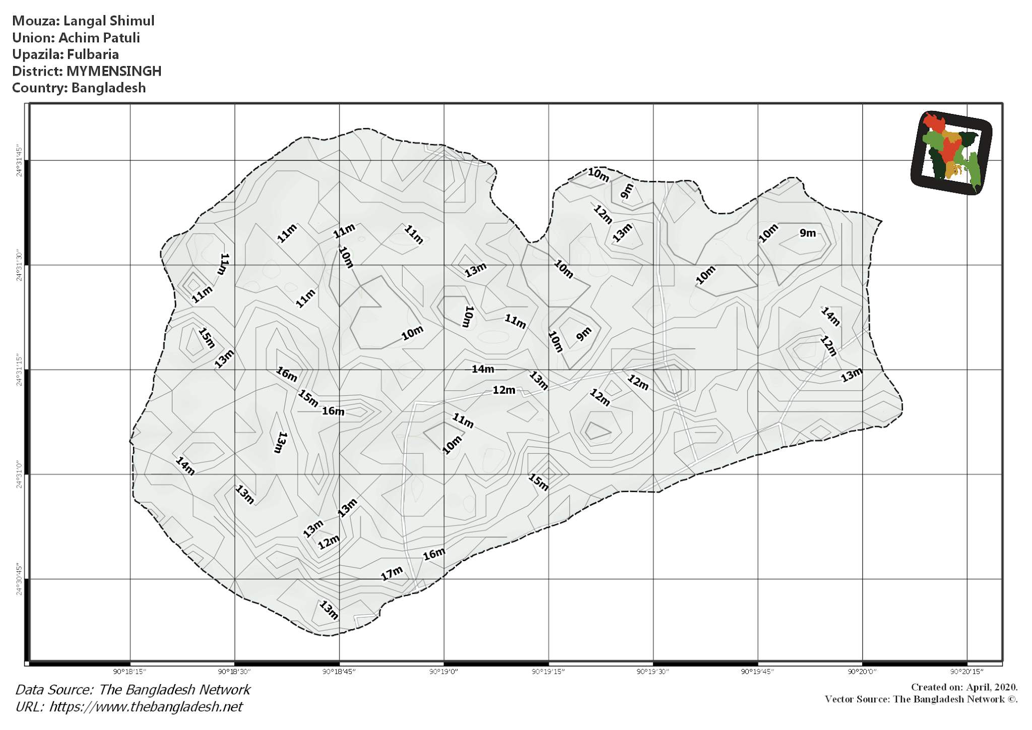 Map of Langal Shimul Mouza of Fulbaria Upazila, MYMENSINGH Map of Langal Shimul Mouza of Fulbaria Upazila, MYMENSINGH, Bangladesh.
