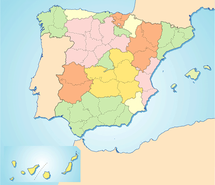 Nuestra Nave Tic Mapa Político Mudo De España