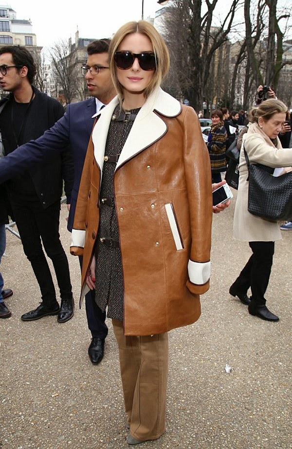 Olivias Outfits For Less Olivia Palermo In Brown Leather Coat At