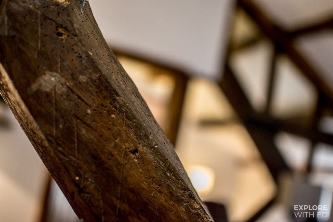 Closeup of the old beams inside Ty Morgans
