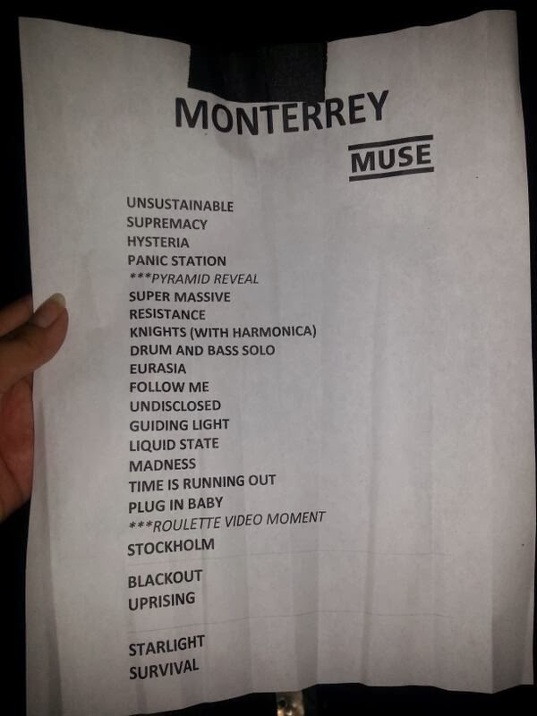 Setlist Muse Mexico Setlist de Muse en Monterrey, Arena Monterrey 091013