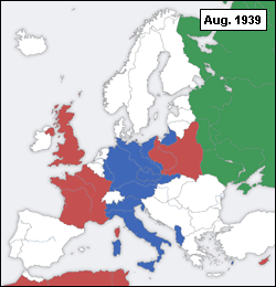 Mapa desarrollo Segunda Guerra Mundial en Europa